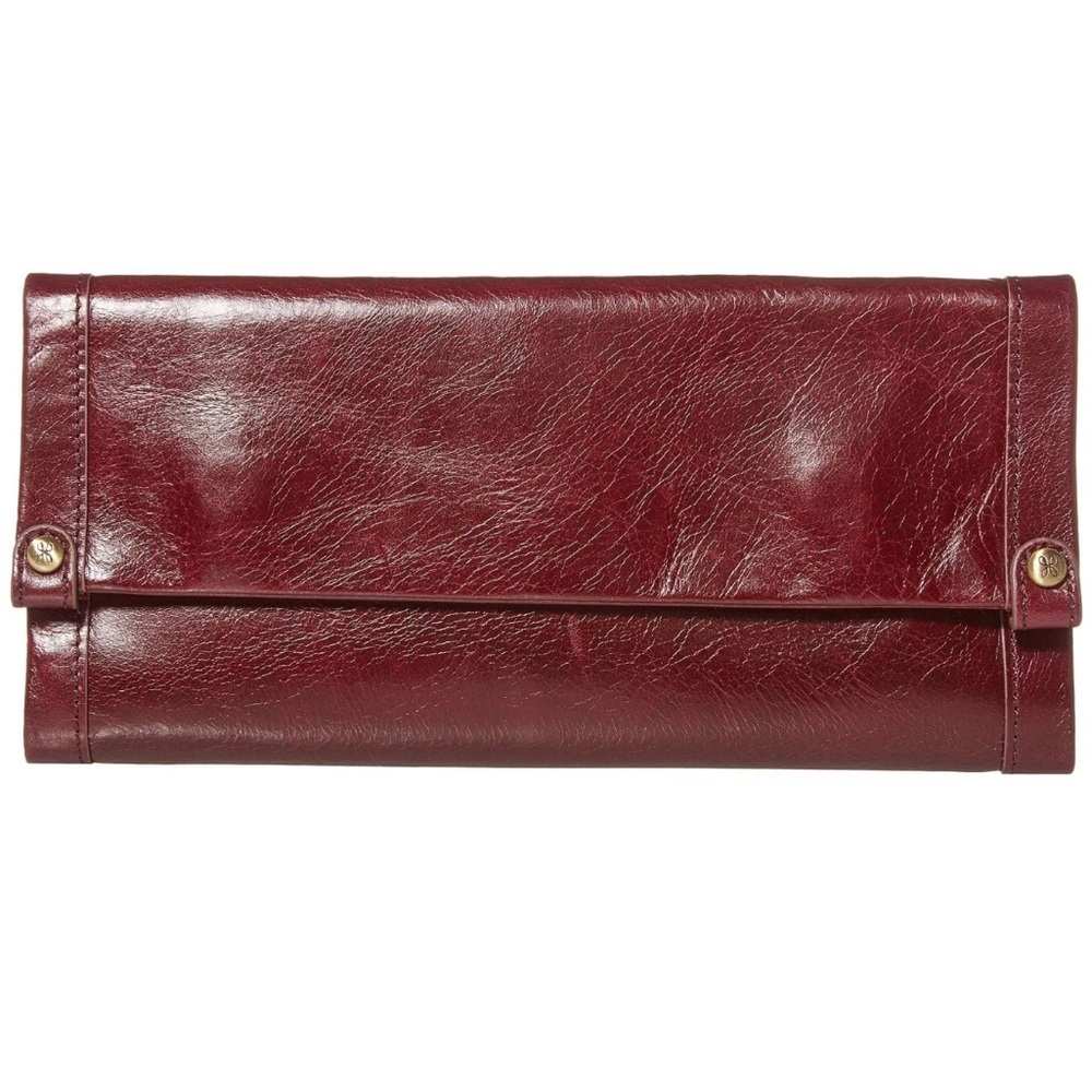 HOBO Burgundy Leather Foldover Clutch Wallet.excellent condition.clean